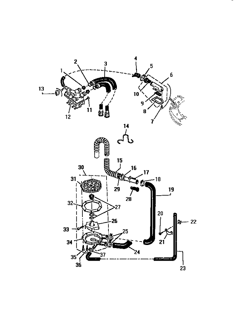 PUMP, HOSES Diagram and Parts List for AW200C0W  Kelvinator Washer