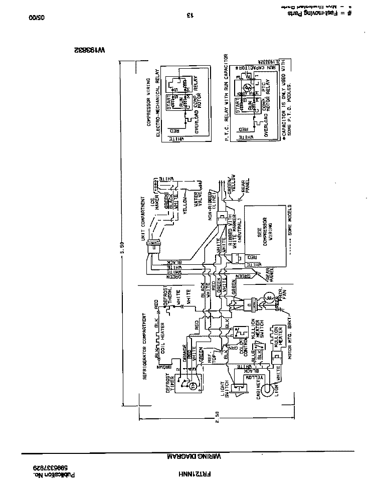 WIRING DIAGRAM Diagram and Parts List for FRT21NNHB4  Frigidaire Refrigerator