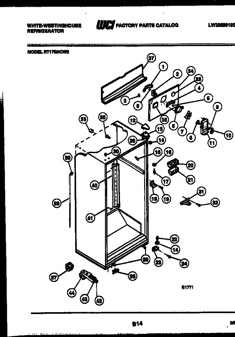 CABINET PARTS Diagram and Parts List for RT176MCW0  Frigidaire Refrigerator