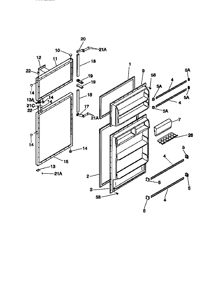 DOOR Diagram and Parts List for MRT15DNCW0  Frigidaire Refrigerator