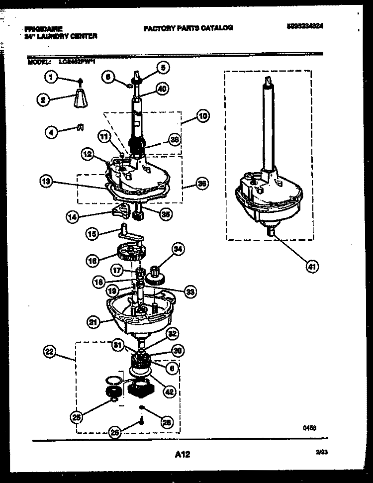 TRANSMISSION PARTS Diagram and Parts List for LCE462PW1  Frigidaire Washer
