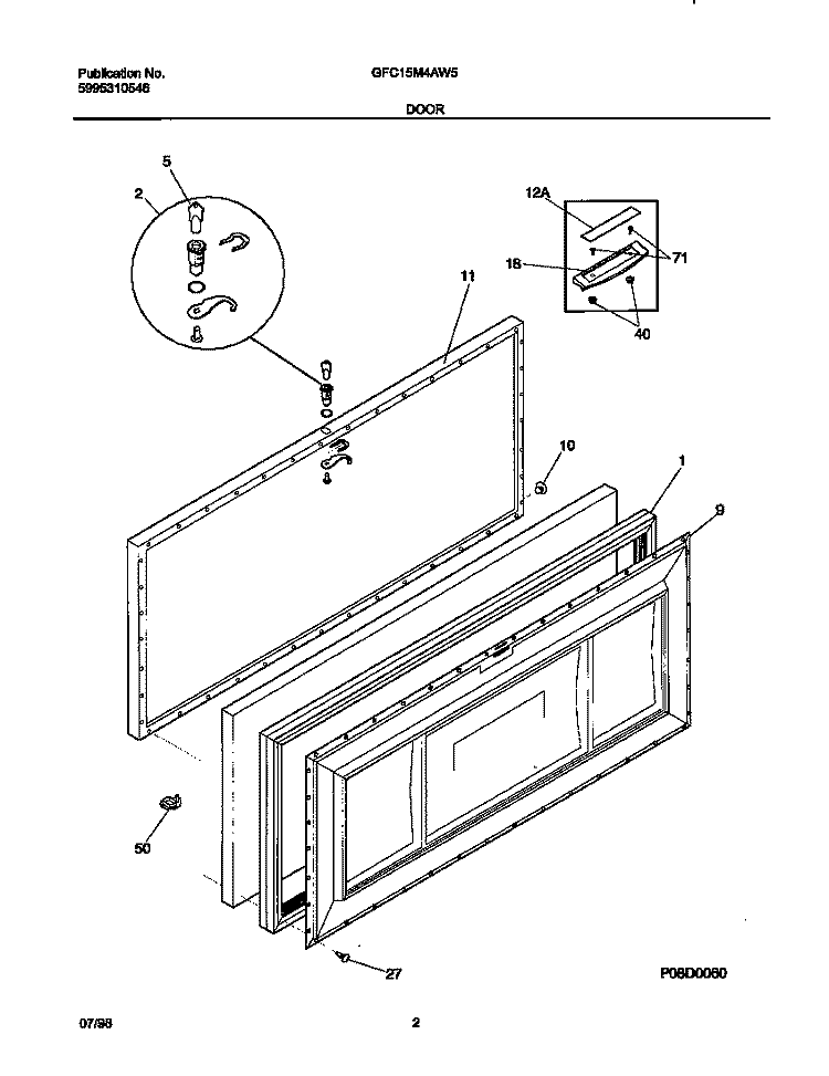 DOOR Diagram and Parts List for GFC15M4AW5  Gibson Freezer