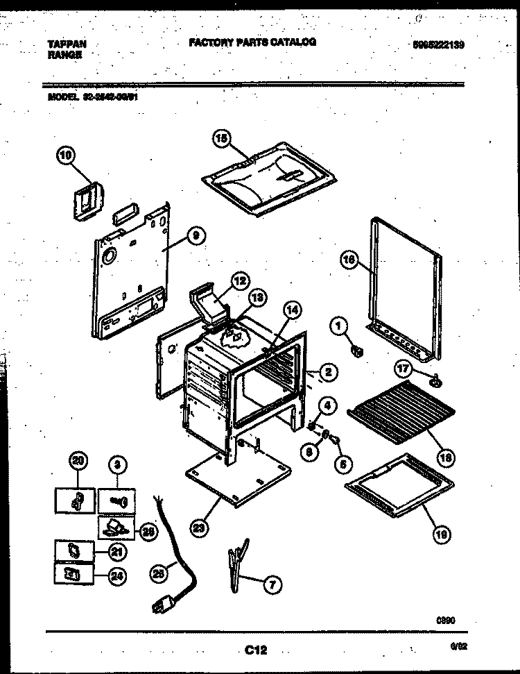 BODY PARTS Diagram and Parts List for 32-2642-08-01  Tappan Range