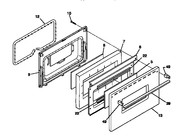 DOOR Diagram and Parts List for TGF330WCDA  Tappan Range