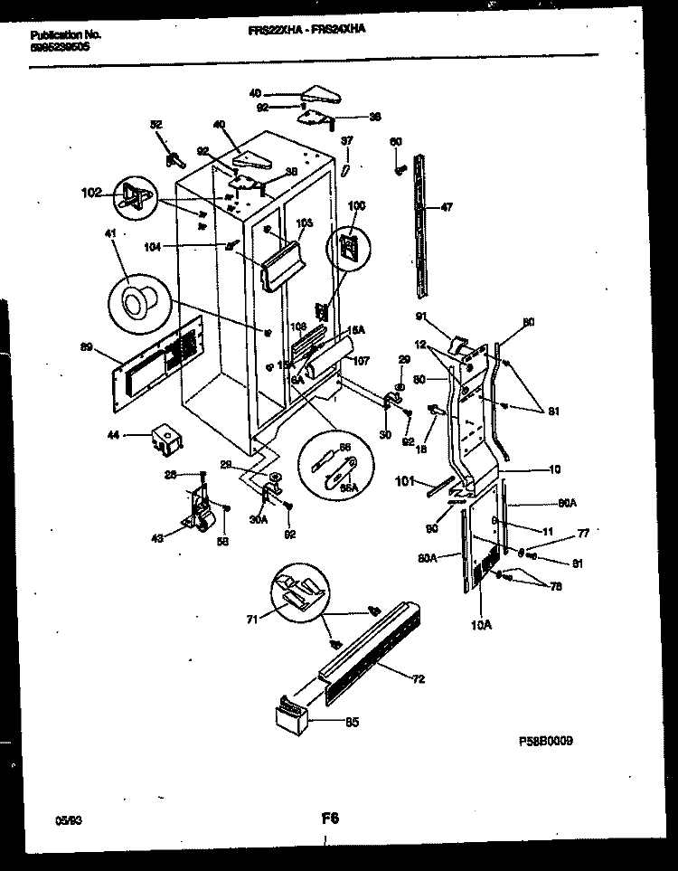 CABINET PARTS Diagram and Parts List for FRS22XHAB0  Frigidaire Refrigerator