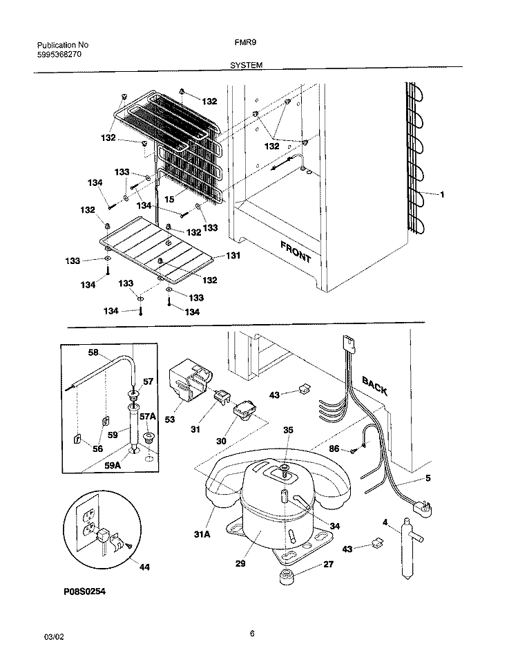 SYSTEM Diagram and Parts List for FMR9  Electrolux Freezer