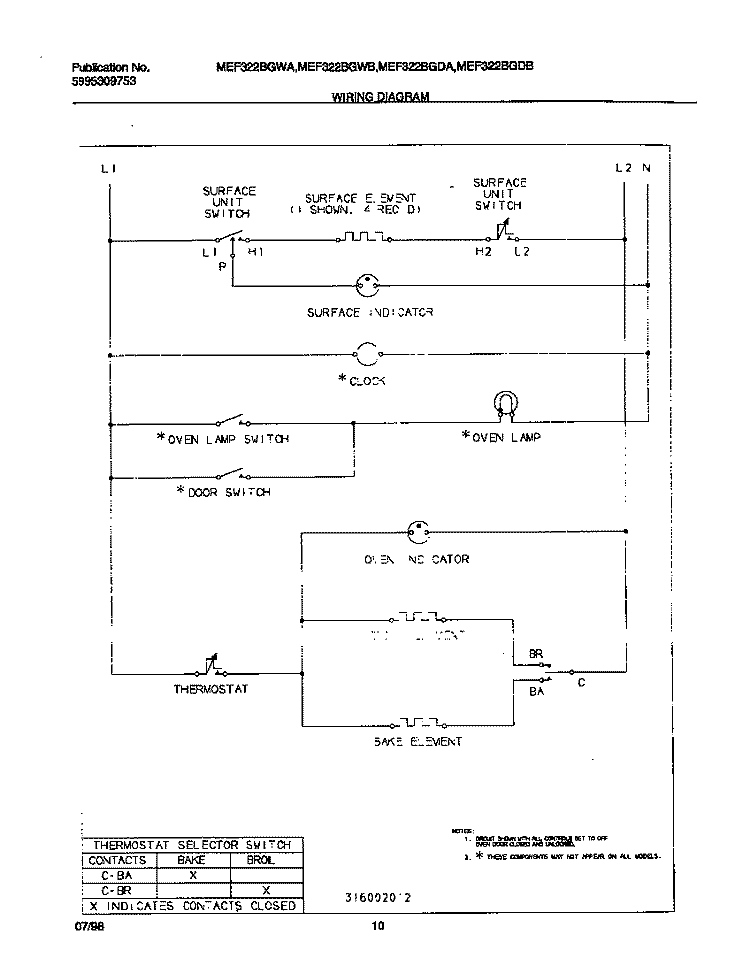 WIRING DIAGRAM Diagram and Parts List for MEF322BGWB  Uni Range