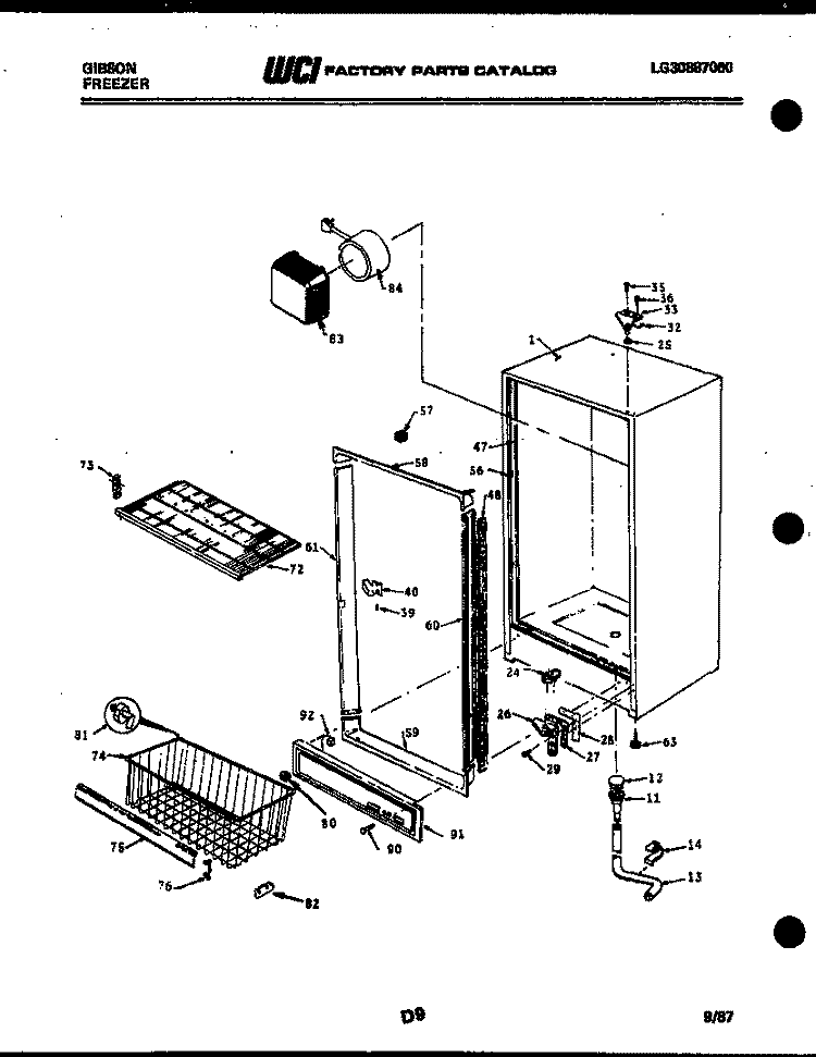 CABINET PARTS Diagram and Parts List for FV21M2DSFD  Gibson Freezer