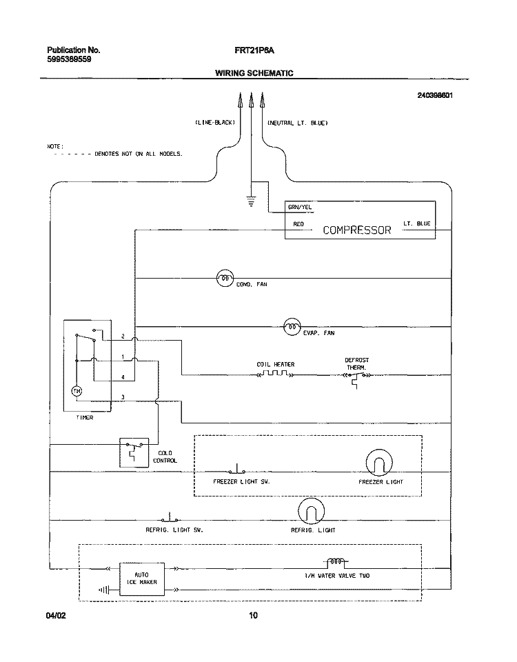 WIRING SCHEMATIC Diagram and Parts List for FRT21P6BSB0  Frigidaire Refrigerator