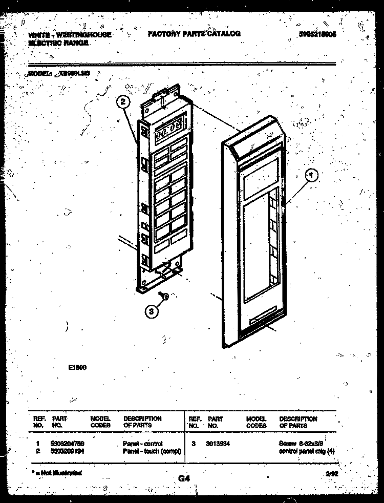 CONTROL PANEL Diagram and Parts List for KB969LM3  Frigidaire Microwave Oven Combo