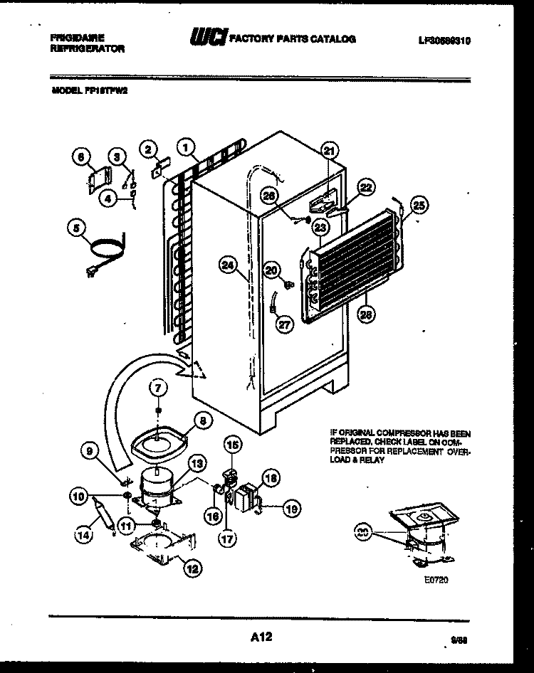 SYSTEM AND AUTOMATIC DEFROST PARTS Diagram and Parts List for FP18TFL2  Frigidaire Refrigerator