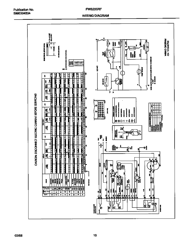 WIRING DIAGRAM Diagram and Parts List for FWS235RFS0  Frigidaire Washer