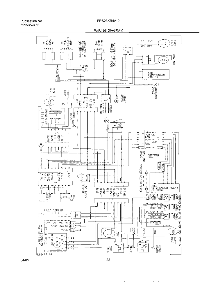 WIRING DIAGRAM Diagram and Parts List for FRS23KR4AW0  Frigidaire Refrigerator