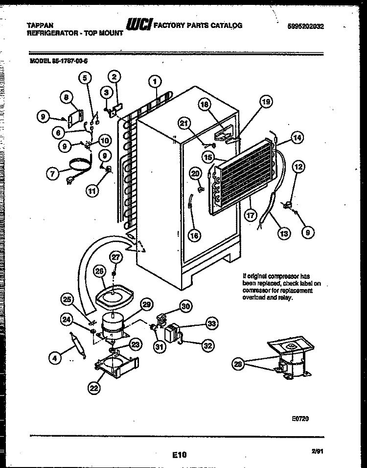 SYSTEM AND AUTOMATIC DEFROST PARTS Diagram and Parts List for 95-1787-00-05  Tappan Refrigerator