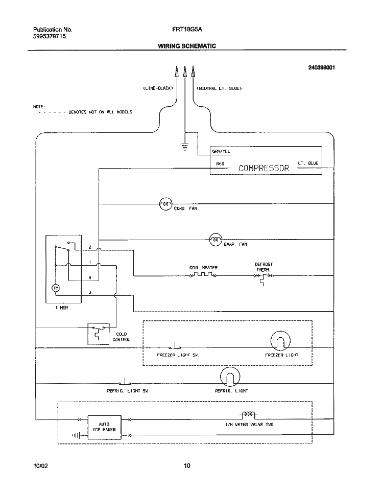 WIRING SCHEMATIC Diagram and Parts List for FRT18G5AB9  Frigidaire Refrigerator