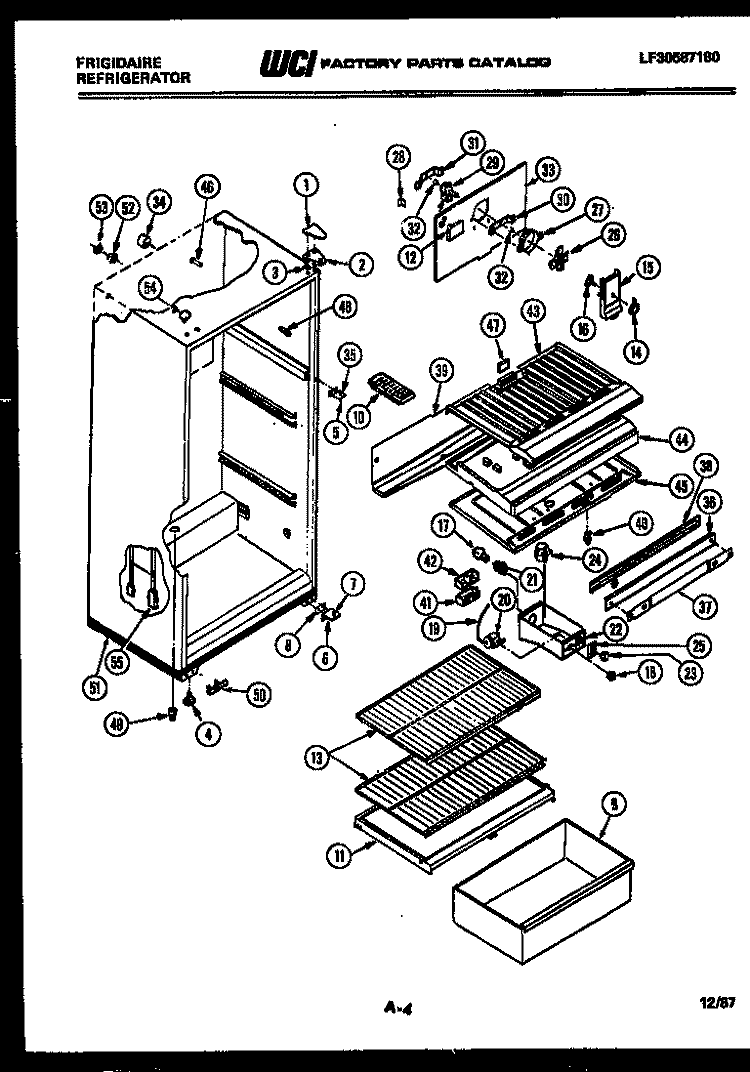 CABINET PARTS Diagram and Parts List for FPDA14TMH3  Frigidaire Refrigerator