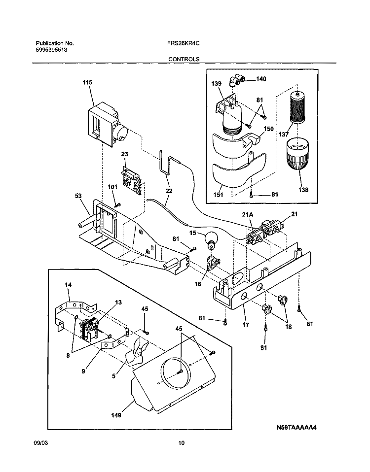 CONTROLS Diagram and Parts List for FRS26KR4CB1  Frigidaire Refrigerator