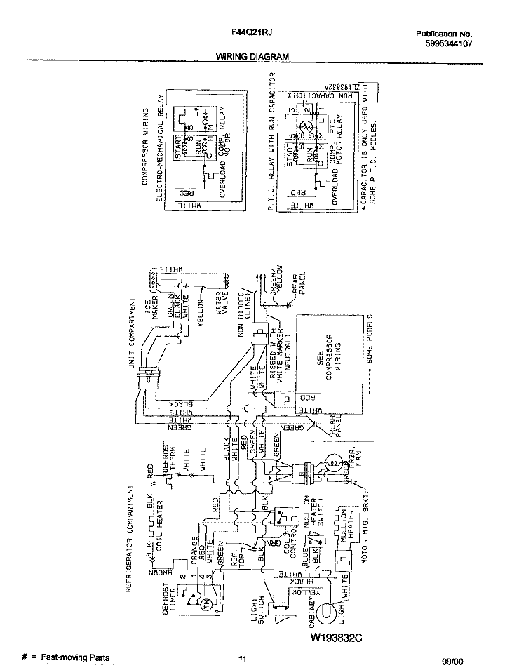 WIRING DIAGRAM Diagram and Parts List for F44Q21RJD1  Frigidaire Refrigerator