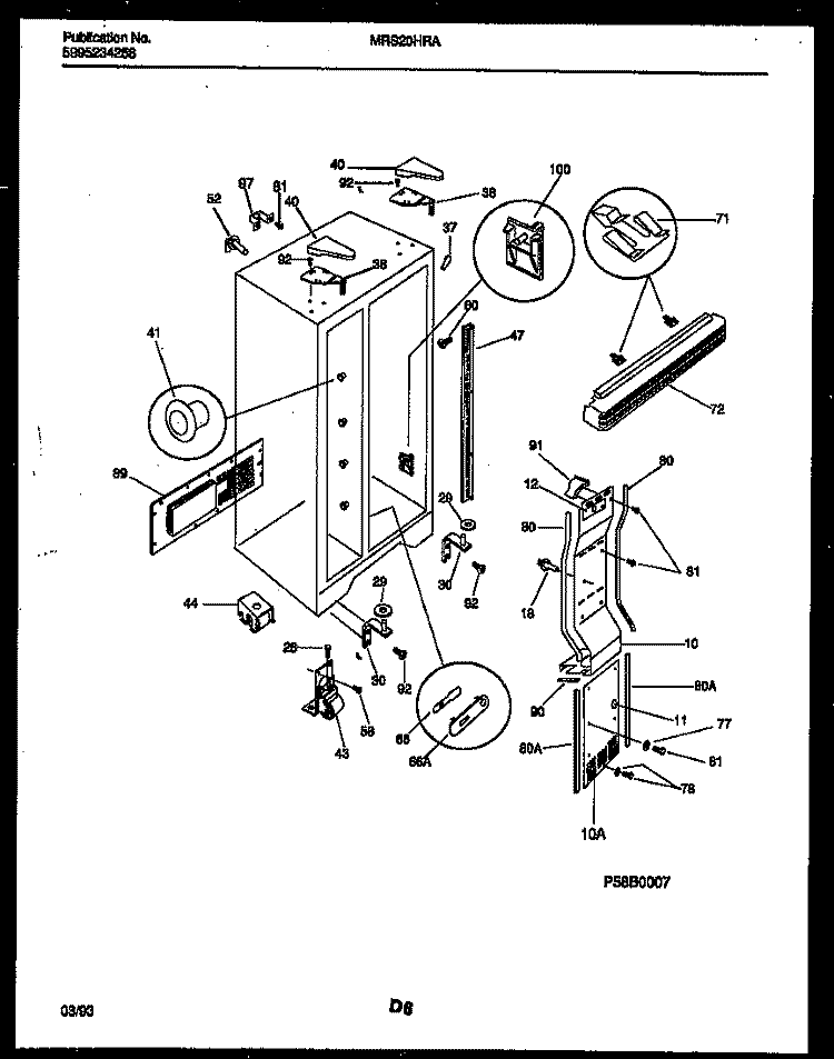 CABINET PARTS Diagram and Parts List for MRS20HRAWO  Frigidaire Refrigerator