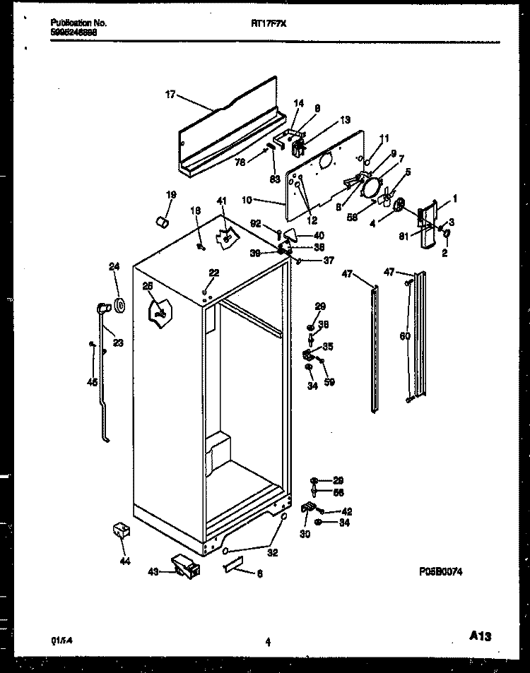 CABINET PARTS Diagram and Parts List for RT17F7DX4D  Gibson Refrigerator