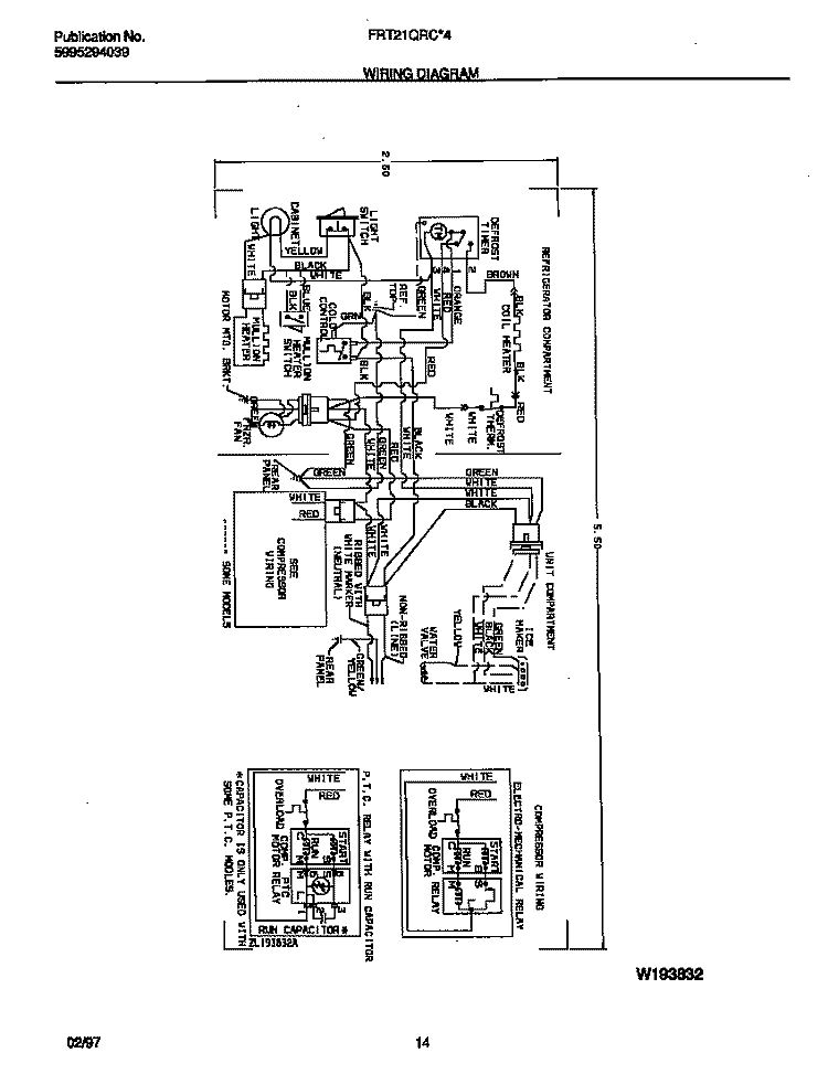 WIRING DIAGRAM Diagram and Parts List for FRT21QRCW4  Frigidaire Refrigerator