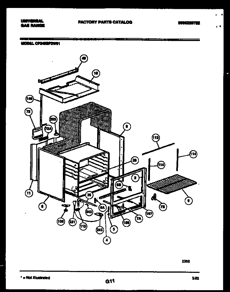 BODY PARTS Diagram and Parts List for CP240SP2D1  Frigidaire Range
