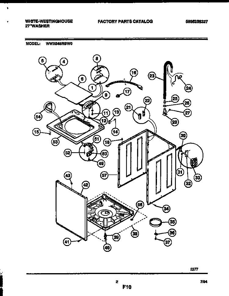 CABINET PARTS Diagram and Parts List for WWX645RBW0  Frigidaire Washer