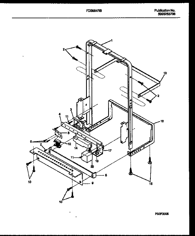 POWER DRY AND MOTOR PARTS Diagram and Parts List for FDB884RBB0  Frigidaire Dishwasher