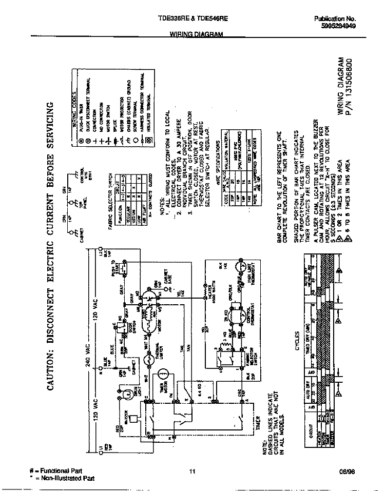 WIRING DIAGRAM Diagram and Parts List for TDE336REW0  Tappan Dryer