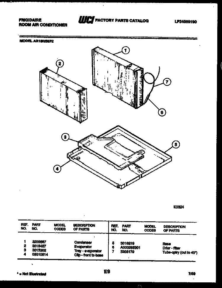UNIT PARTS Diagram and Parts List for AR18NS8F2  Frigidaire Air Conditioner
