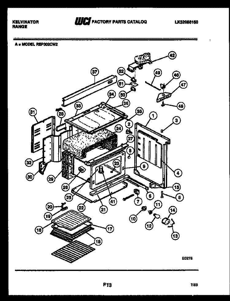 BODY PARTS Diagram and Parts List for REP302CW2  Kelvinator Range