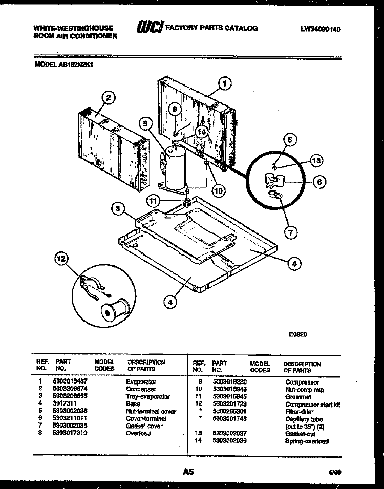 SYSTEM PARTS Diagram and Parts List for AS182N2K1  Frigidaire Air Conditioner