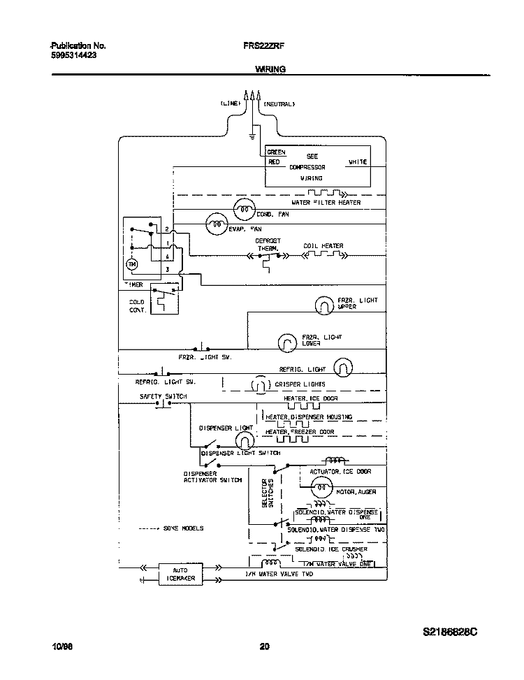 WIRING DIAGRAM Diagram and Parts List for FRS22ZRFD3  Frigidaire Refrigerator