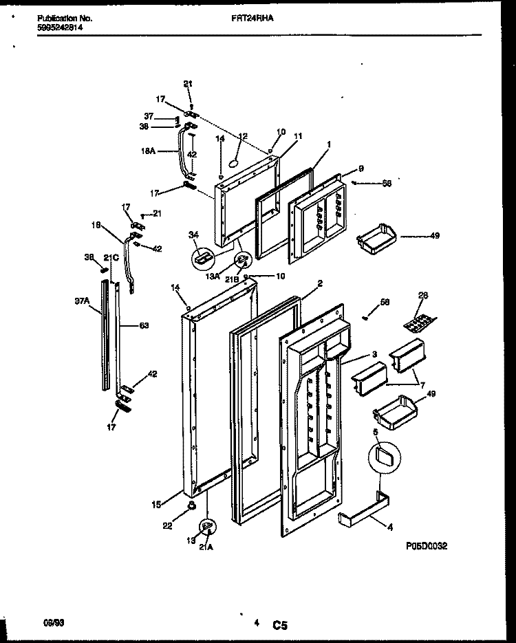 DOOR PARTS Diagram and Parts List for FRT24RHAD0  Frigidaire Refrigerator