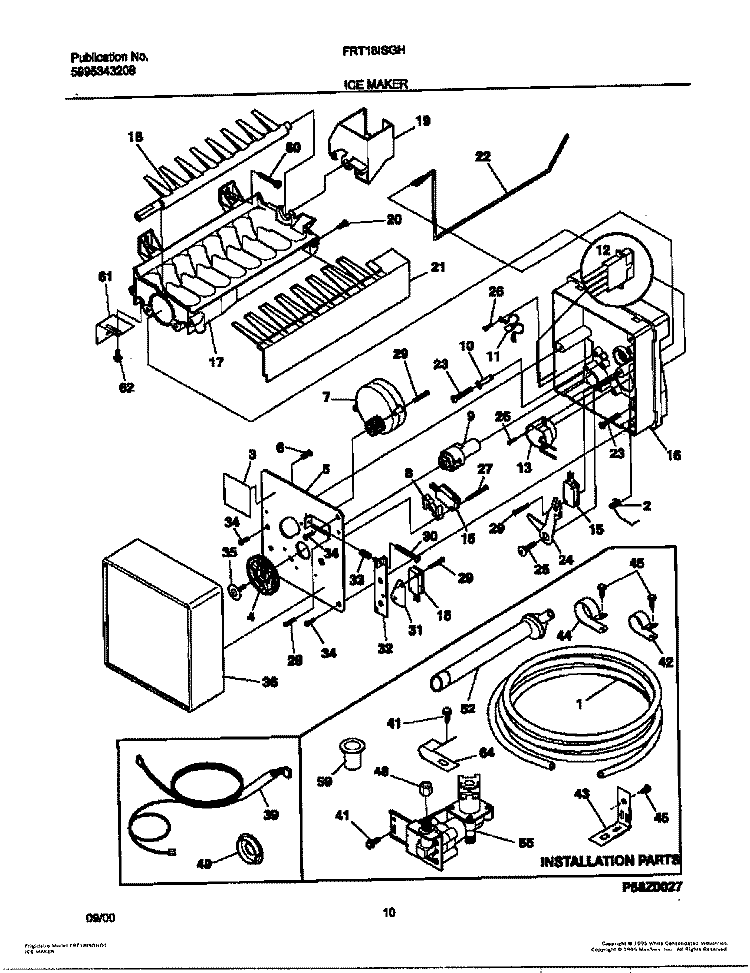ICE MAKER Diagram and Parts List for FRT18ISGHW1  Frigidaire Refrigerator