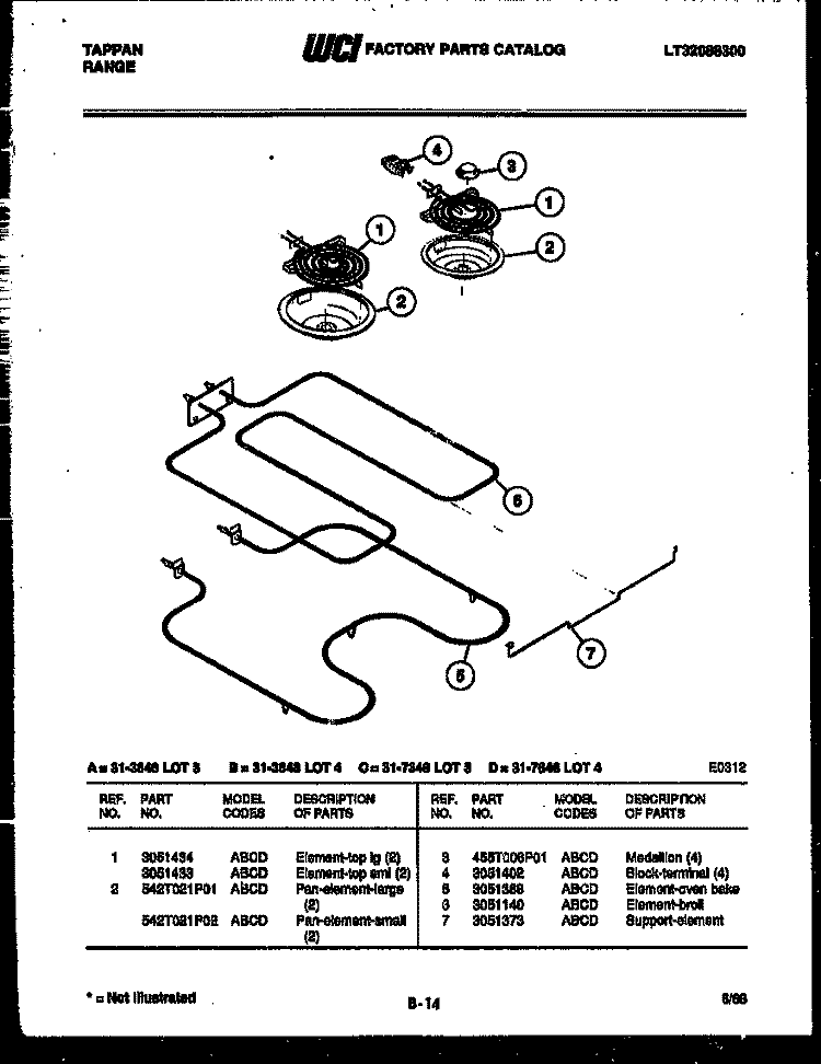 BROILER PARTS Diagram and Parts List for 31-3648-00-04  Tappan Range