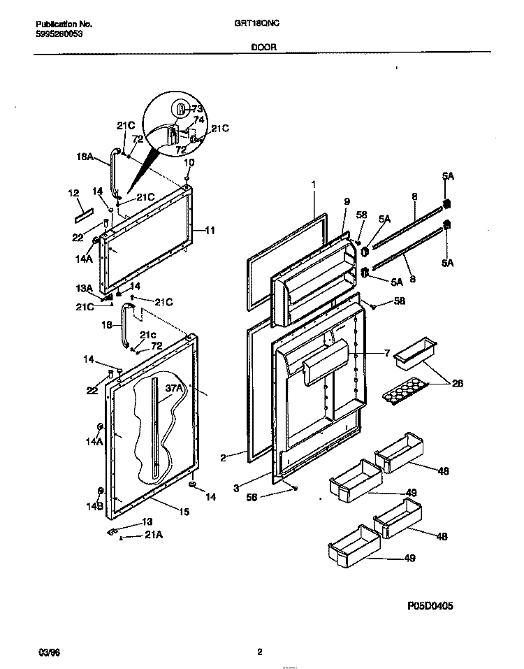 DOOR Diagram and Parts List for GRT18QNCD2  Gibson Refrigerator