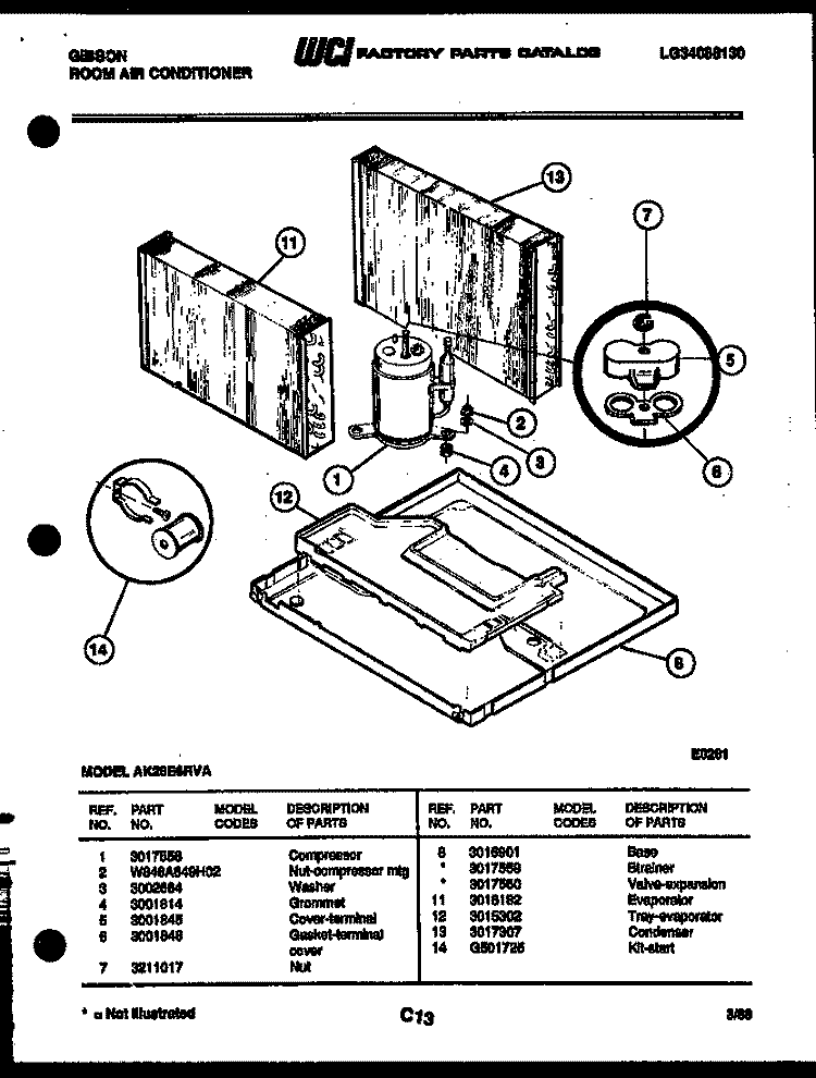 SYSTEM PARTS Diagram and Parts List for AK28E6RVA  Gibson Air Conditioner