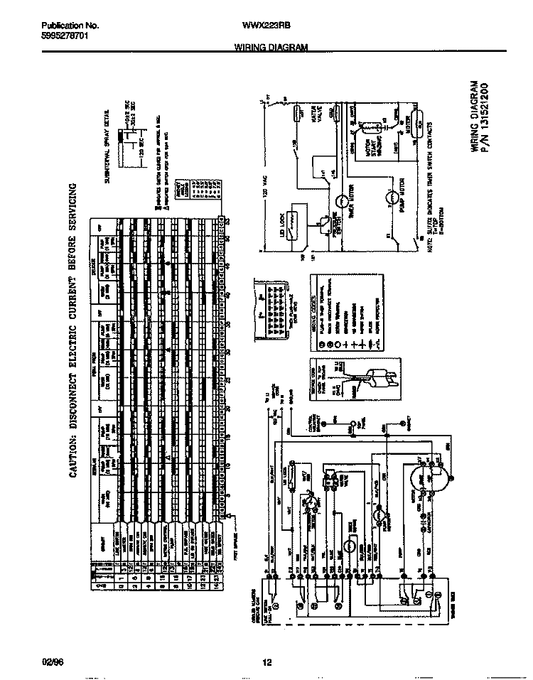 WIRING DIAGRAM Diagram and Parts List for WWX223RBW3  Frigidaire Washer