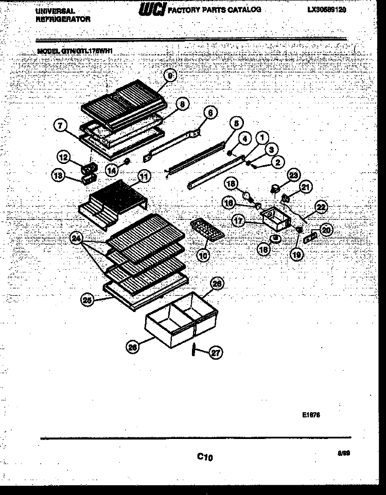 SHELVES AND SUPPORTS Diagram and Parts List for GTL175WH1-45  Tappan Refrigerator