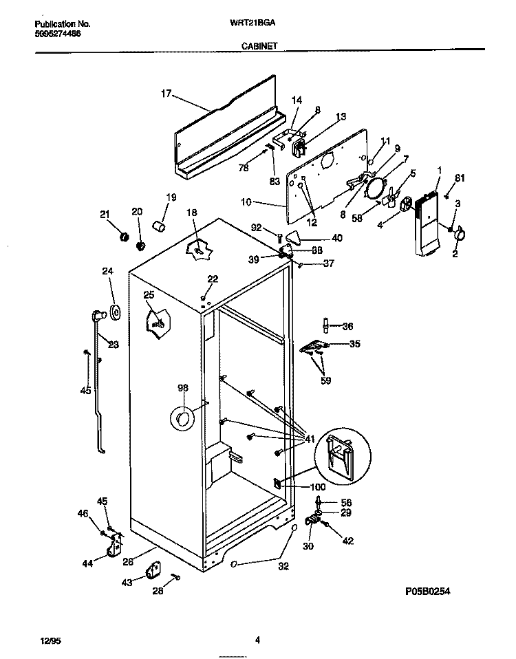 CABINET Diagram and Parts List for WRT21BGAD3  Frigidaire Refrigerator