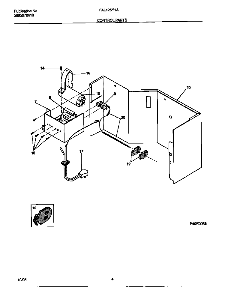 CONTROL PARTS Diagram and Parts List for FAL126Y1A1  Frigidaire Air Conditioner