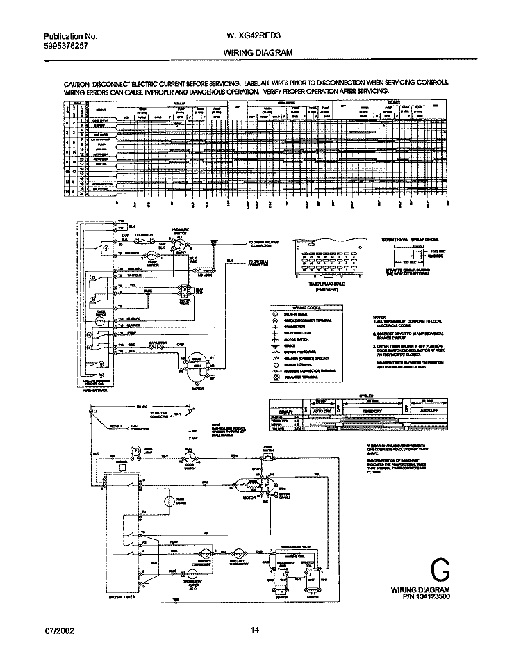 WIRING DIAGRAM Diagram and Parts List for WLXG42RED3  Frigidaire Washer Dryer Combo