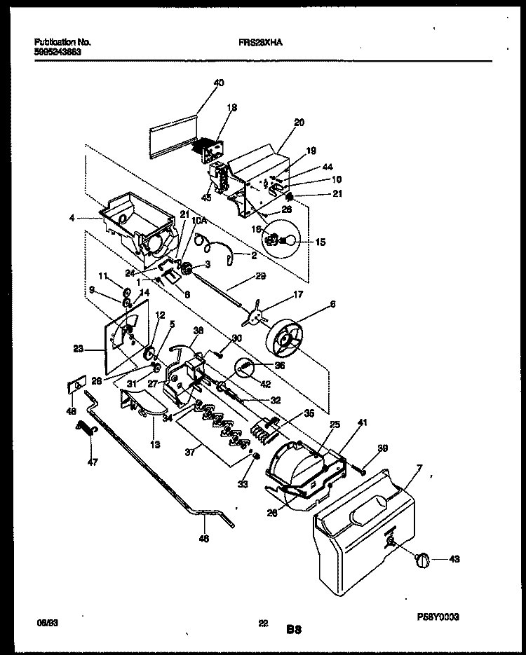 ICE DISPENSER Diagram and Parts List for FRS28XHAB0  Frigidaire Refrigerator