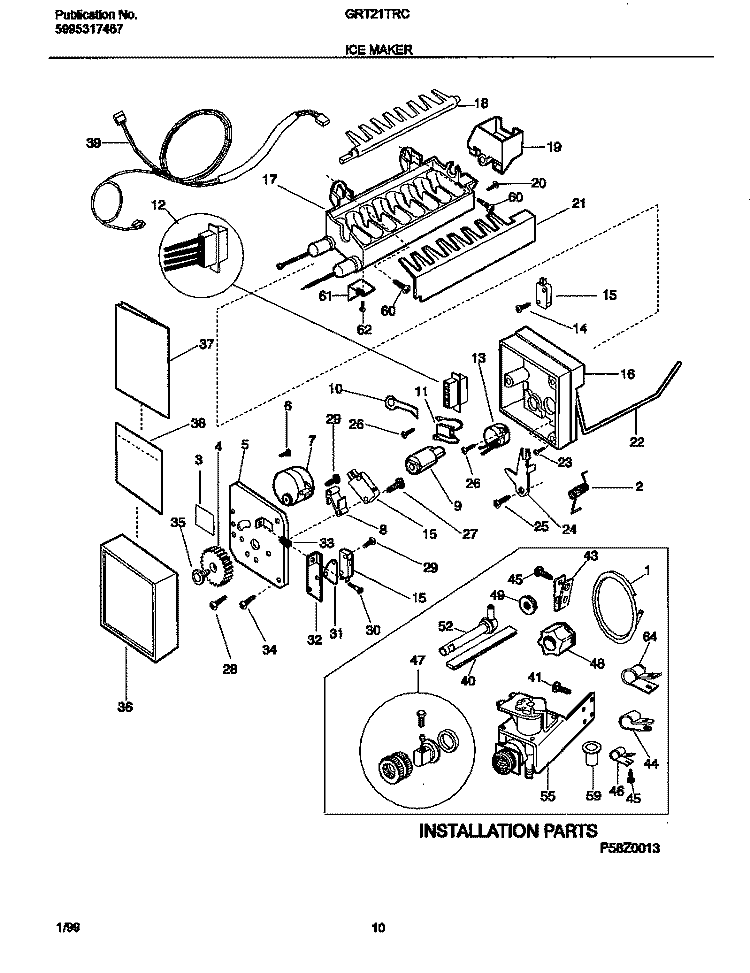ICEMAKER Diagram and Parts List for GRT21TRCW2  Gibson Refrigerator