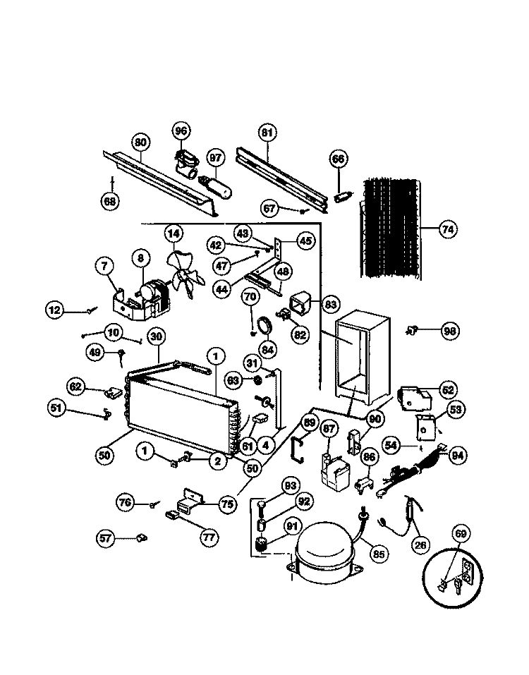 SYSTEM Diagram and Parts List for TFU20F7BW1  Tappan Freezer