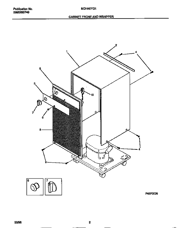 CABINET FRONT AND WRAPPER Diagram and Parts List for MDH40YG1  Gibson Dehumidifier