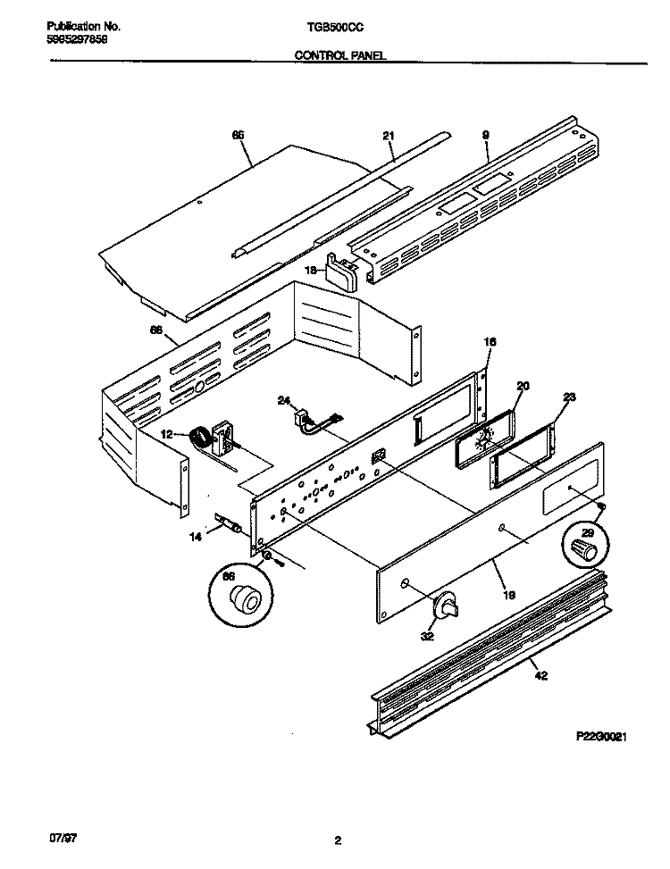 CONTROL PANEL Diagram and Parts List for TGB500CCB3  Tappan Wall Oven