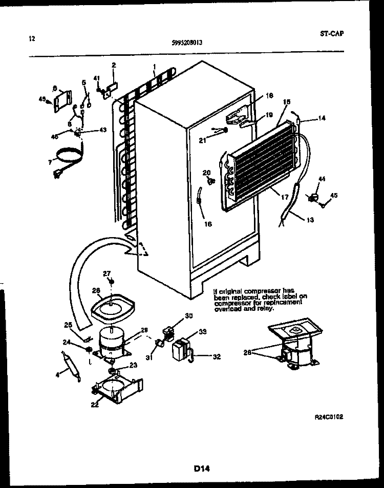 SYSTEM AND AUTOMATIC DEFROST PARTS Diagram and Parts List for RT174NCD1  Frigidaire Refrigerator