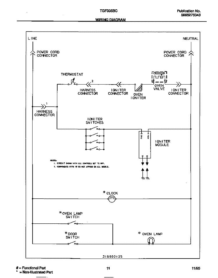 WIRING DIAGRAM Diagram and Parts List for TGF335BCWB  Tappan Range